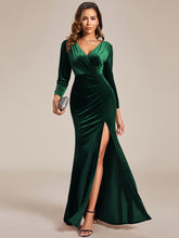 Load image into Gallery viewer, Bodycon Fishtail Velvet Wholesale Evening Dresses#Color_Dark Green