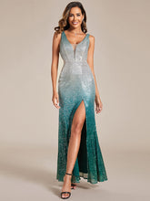 Load image into Gallery viewer, Mermaid Side Split Sequin Gradient Wholesale Evening Dresses#Color_Dark Green