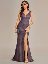 Load image into Gallery viewer, V Back Side Split Shiny Wholesale Evening Dresses#Color_Metallic Rose