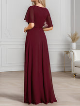 Load image into Gallery viewer, Color=Burgundy | V Neck Appliques Pleated Wholesale Bridesmaid Dresses-Burgundy 26