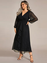 Load image into Gallery viewer, Shiny Chiffon Wholesale Wedding Guest Dresses with Long Sleeve#Color_Black
