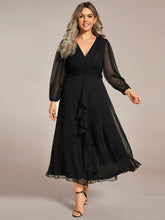 Load image into Gallery viewer, Shiny Chiffon Wholesale Wedding Guest Dresses with Long Sleeve#Color_Black