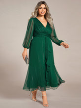 Load image into Gallery viewer, Shiny Chiffon Wholesale Wedding Guest Dresses with Long Sleeve#Color_Dark Green