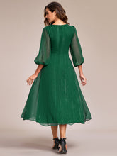 Load image into Gallery viewer, Shiny Chiffon Wholesale Wedding Guest Dresses with Long Sleeve#Color_Dark Green