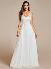 Load image into Gallery viewer, Elegant  Appliques  Chiffon A-Line Floor Length V Neck Sleeveless Wholesale Evening Dress