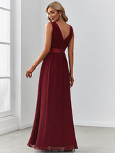 Load image into Gallery viewer, Color=Burgundy | Sexy Sleeveless A Line Wholesale Bridesmaid Dresses with Deep V Neck-Burgundy 2