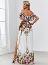 Load image into Gallery viewer, Color=As Picture | Floral A Line Split Wholesale Evening Dresses with Off Shoulders-As Picture 2