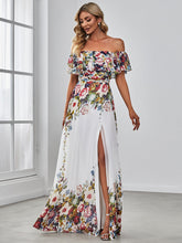 Load image into Gallery viewer, Color=As Picture | Floral A Line Split Wholesale Evening Dresses with Off Shoulders-As Picture 3