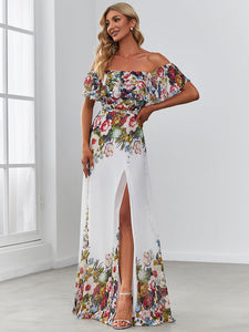 Color=As Picture | Floral A Line Split Wholesale Evening Dresses with Off Shoulders-As Picture 1