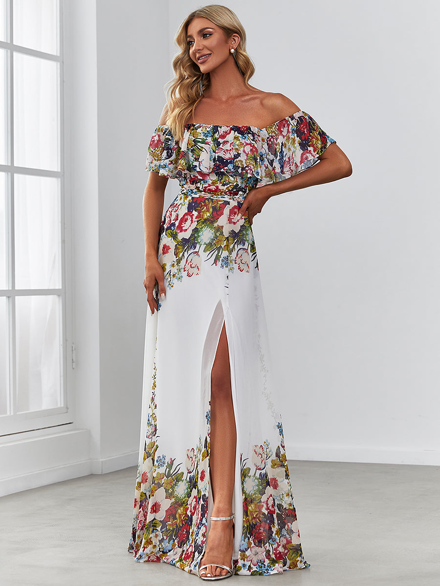 Color=As Picture | Floral A Line Split Wholesale Evening Dresses with Off Shoulders-As Picture 1