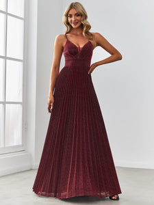 Color=Burgundy | Sleeveless Wholesale Evening Dresses with V Neck and Spaghetti Straps-Burgundy 4