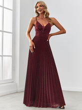Load image into Gallery viewer, Color=Burgundy | Sleeveless Wholesale Evening Dresses with V Neck and Spaghetti Straps-Burgundy 1