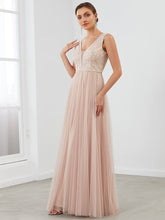 Load image into Gallery viewer, Color=Blush | Hot Sleeveless Deep V Neck Wholesale Evening Dresses with A Line-Blush 1