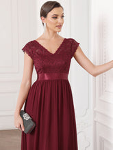 Load image into Gallery viewer, Color=Burgundy | Hot Deep V Neck A Line Wholesale Bridesmaid Dresses-Burgundy 5