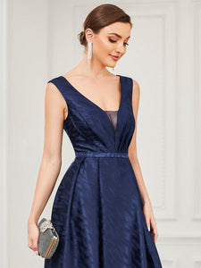 Color=Navy Blue | Sleeveless A Line Deep V Neck Floor Length Wholesale Evening Dresses-Navy Blue 5