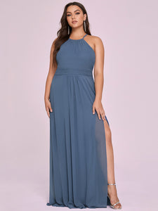 Color=Dusty Navy | Sleeveless A Line Pleated Decoration Wholesale Evening Dresses-Dusty Navy 1