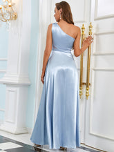 Load image into Gallery viewer, Color=Ice blue | One shoulder Wholesale Evening Dresses with Asymmetrical Hem-Ice blue 2