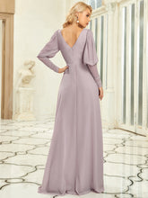 Load image into Gallery viewer, Color=Lilac | Leg-of-Mutton Sleeves Deep V Neck Wholesale Evening Dresses-Lilac 2