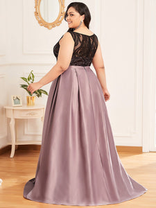 Color=Mauve | Round Neck Wholesale Evening Dresses for Women-Mauve 2