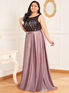 Color=Mauve | Round Neck Wholesale Evening Dresses for Women-Mauve 3