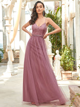 Load image into Gallery viewer, Color=Orchid | Adorable Floor Length Deep V Neck Wholesale Evening Dresses-Orchid 4