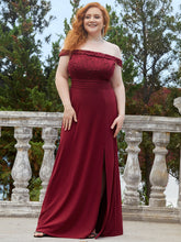 Load image into Gallery viewer, Color=Burgundy | Plus Size Sexy Floor length Fishtail Silhouette Wholesale Evening Dresses-Burgundy 3
