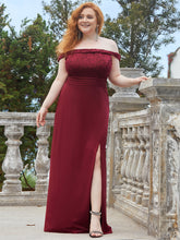 Load image into Gallery viewer, Color=Burgundy | Plus Size Sexy Floor length Fishtail Silhouette Wholesale Evening Dresses-Burgundy 4