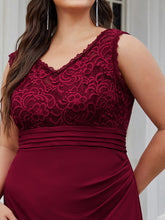 Load image into Gallery viewer, Color=Burgundy | Plus Size V Neck Sheath Silhouette Wholesale Evening Dresses-Burgundy 5