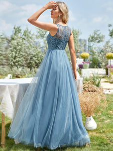 Color=Dusty Navy | Women's Charming Floor Length Wholesale Evening Dresses-Dusty Navy 2