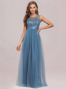 Color=Dusty Navy | Women's Charming Floor Length Wholesale Evening Dresses-Dusty Navy 6