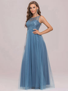 Color=Dusty Navy | Women's Charming Floor Length Wholesale Evening Dresses-Dusty Navy 7