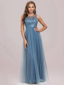 Color=Dusty Navy | Women's Charming Floor Length Wholesale Evening Dresses-Dusty Navy 8