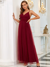 Load image into Gallery viewer, Color=Burgundy | Sexy Deep V Neck Sleeveless Wholesale Evening Dresses-Burgundy 3