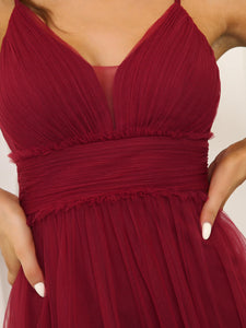 Color=Burgundy | Sexy Deep V Neck Sleeveless Wholesale Evening Dresses-Burgundy 5