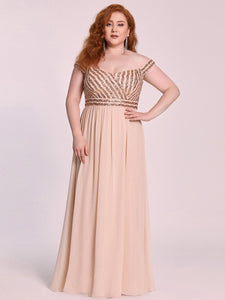 Color=Blush | Plus Size Adorable Sweetheart Neckline A-line Wholesale Evening Dresses-Blush 5