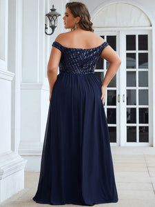 Color=Navy Blue | Plus Size Adorable Sweetheart Neckline A-line Wholesale Evening Dresses-Navy Blue 2