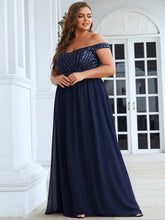Load image into Gallery viewer, Color=Navy Blue | Plus Size Adorable Sweetheart Neckline A-line Wholesale Evening Dresses-Navy Blue 3