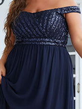 Load image into Gallery viewer, Color=Navy Blue | Plus Size Adorable Sweetheart Neckline A-line Wholesale Evening Dresses-Navy Blue 5