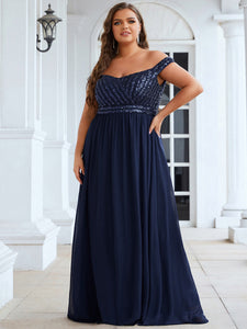 Color=Navy Blue | Plus Size Adorable Sweetheart Neckline A-line Wholesale Evening Dresses-Navy Blue 1