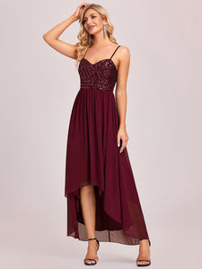 Color=Burgundy | Women's A Line Wholesale Evening Dresses with Spaghetti Straps-Burgundy 4