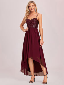 Color=Burgundy | Women's A Line Wholesale Evening Dresses with Spaghetti Straps-Burgundy 1