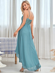 Color=Dusty blue | Women's A Line Wholesale Evening Dresses with Spaghetti Straps-Dusty blue 2