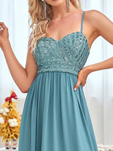 Load image into Gallery viewer, Color=Dusty blue | Women&#39;s A Line Wholesale Evening Dresses with Spaghetti Straps-Dusty blue 5