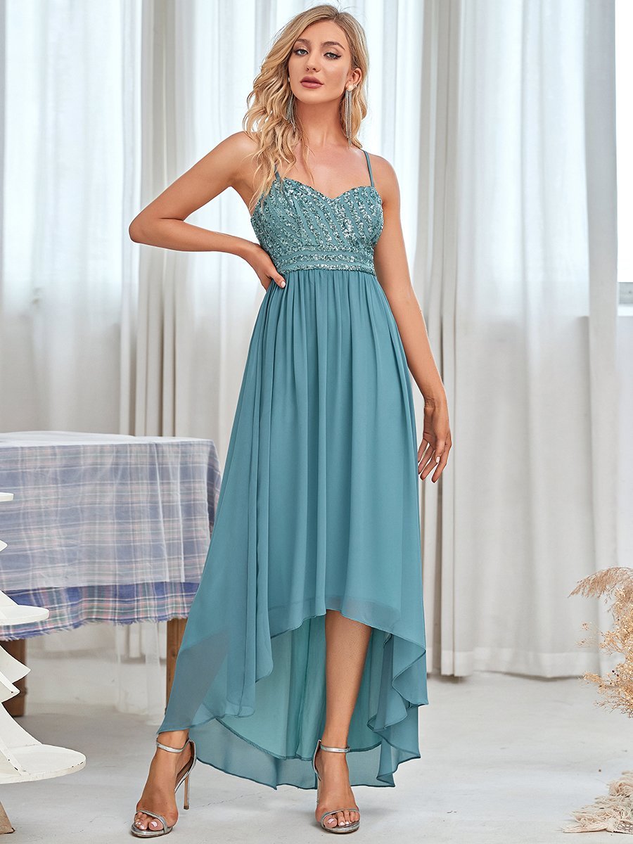 Color=Dusty blue | Women's A Line Wholesale Evening Dresses with Spaghetti Straps-Dusty blue 1
