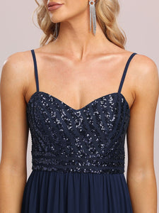 Color=Navy Blue | Women's A Line Wholesale Evening Dresses with Spaghetti Straps-Navy Blue 5
