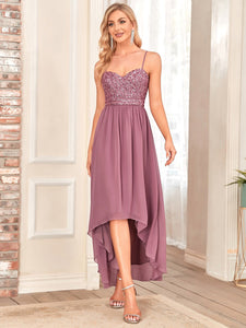 Color=Orchid | Women's A Line Wholesale Evening Dresses with Spaghetti Straps-Orchid 4