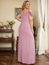 Load image into Gallery viewer, Color=Orchid | Deep V Neck Plus Size Wholesale Long Evening Dresses with Split-Orchid 2
