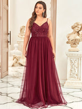 Load image into Gallery viewer, Color=Burgundy | Plus Size Adorable A Line Floor Length Wholesale Dress-Burgundy 4