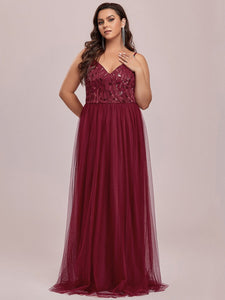 Color=Burgundy | Plus Size Adorable A Line Floor Length Wholesale Dress-Burgundy 6