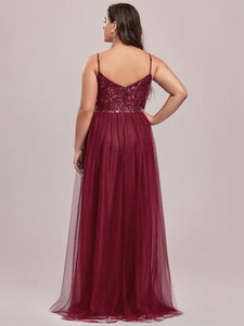 Color=Burgundy | Plus Size Adorable A Line Floor Length Wholesale Dress-Burgundy 7